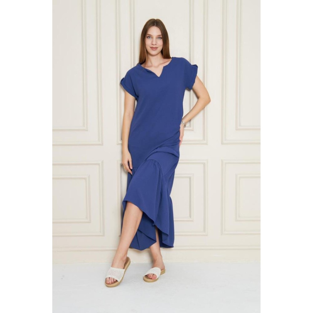Pasaklı Giyim Pasaklı Giyim Kadın Apoletli Elbise İndigo - Premium Kadın Giyim