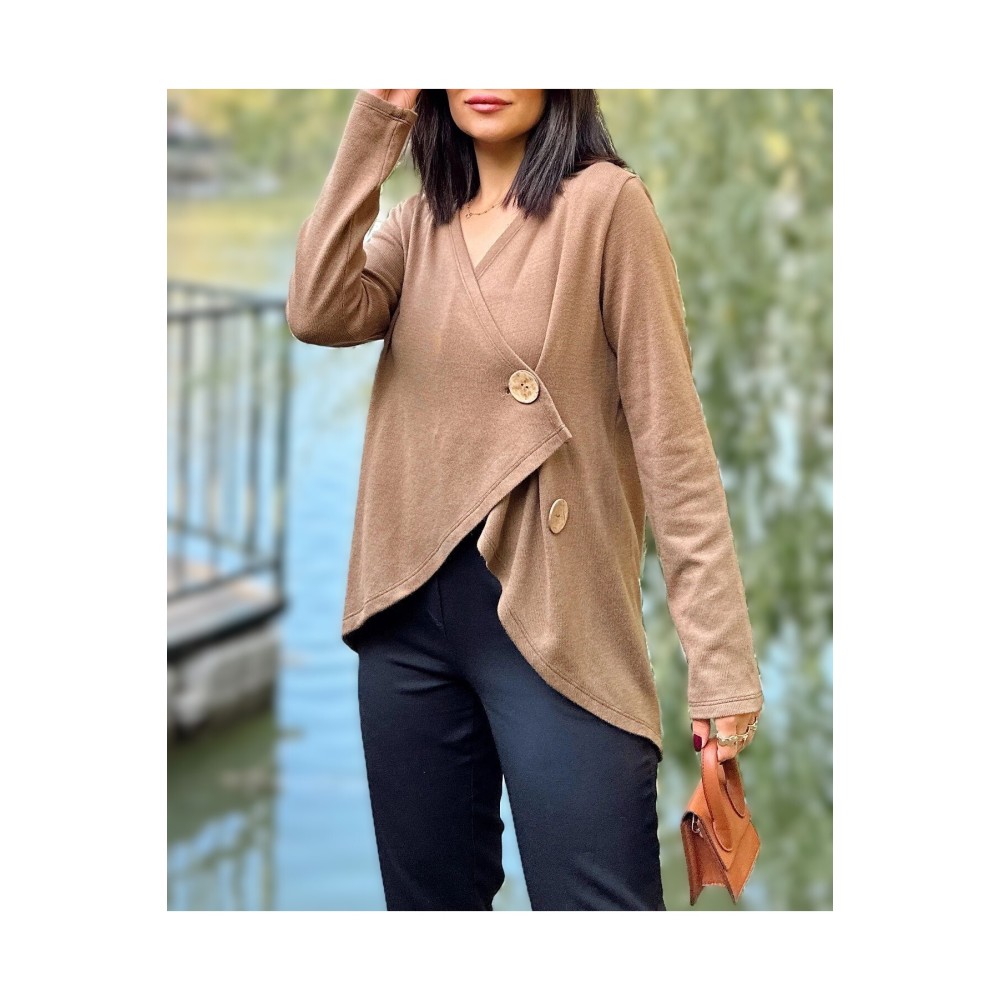 Pasaklı Giyim Pasaklı Giyim Kadın Salaş Hırka vizon - Premium Kadın Giyim