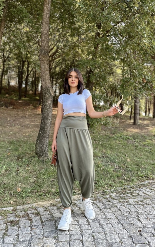 Pasaklı Giyim Kadın Viskon Otantik Şalvar, Salaşi Pantolon 3466275 Haki