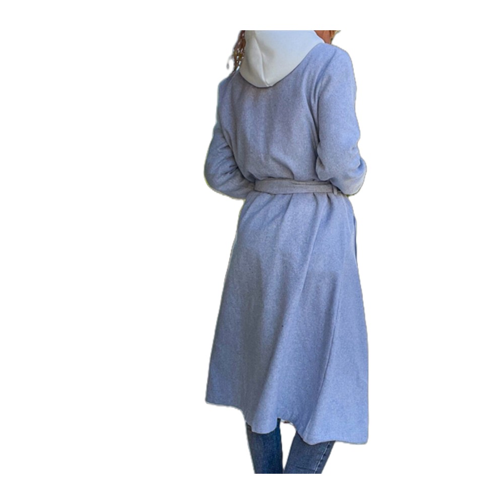 Pasaklı Giyim Pasaklı Giyim Kadın Kaşe Uzun Şal Yaka Palto Kaban – Gri - Premium Kadın Giyim