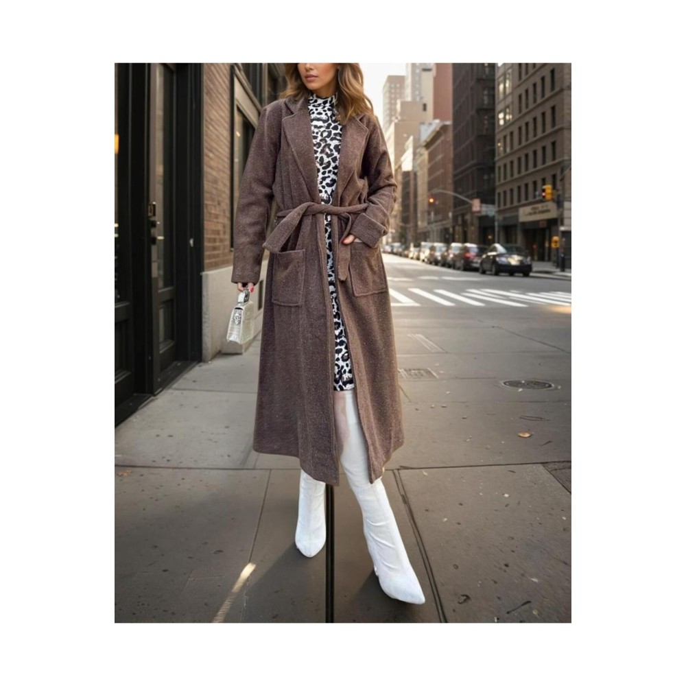 Pasaklı Giyim Pasaklı Giyim Kadın Kaşe Uzun Şal Yaka Palto Kaban – Kahverengi - Premium Kadın Giyim