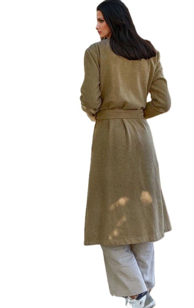 Pasaklı Giyim Kadın Kaşe Uzun Şal Yaka Palto Kaban – 3310451  Karamel