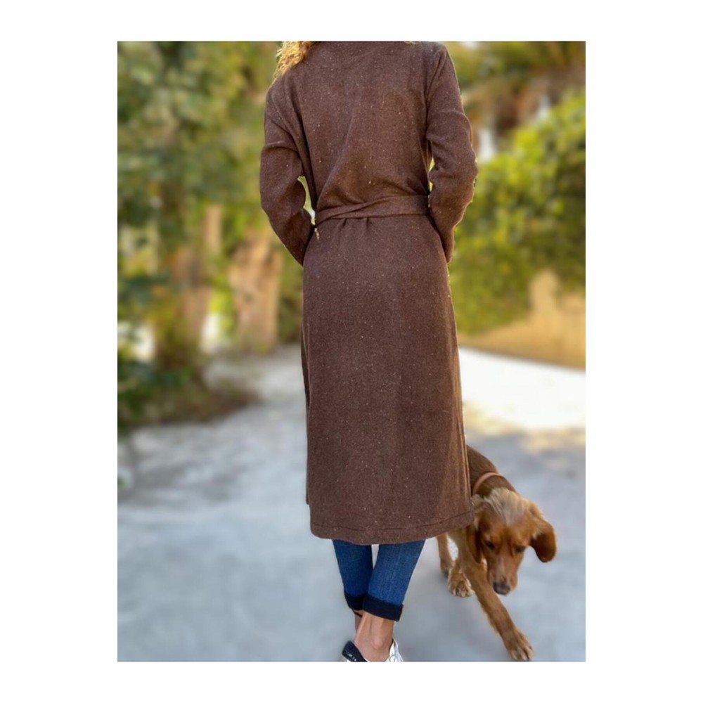 Pasaklı Giyim Pasaklı Giyim Kadın Kaşe Uzun Şal Yaka Palto Kaban – Kahverengi - Premium Kadın Giyim