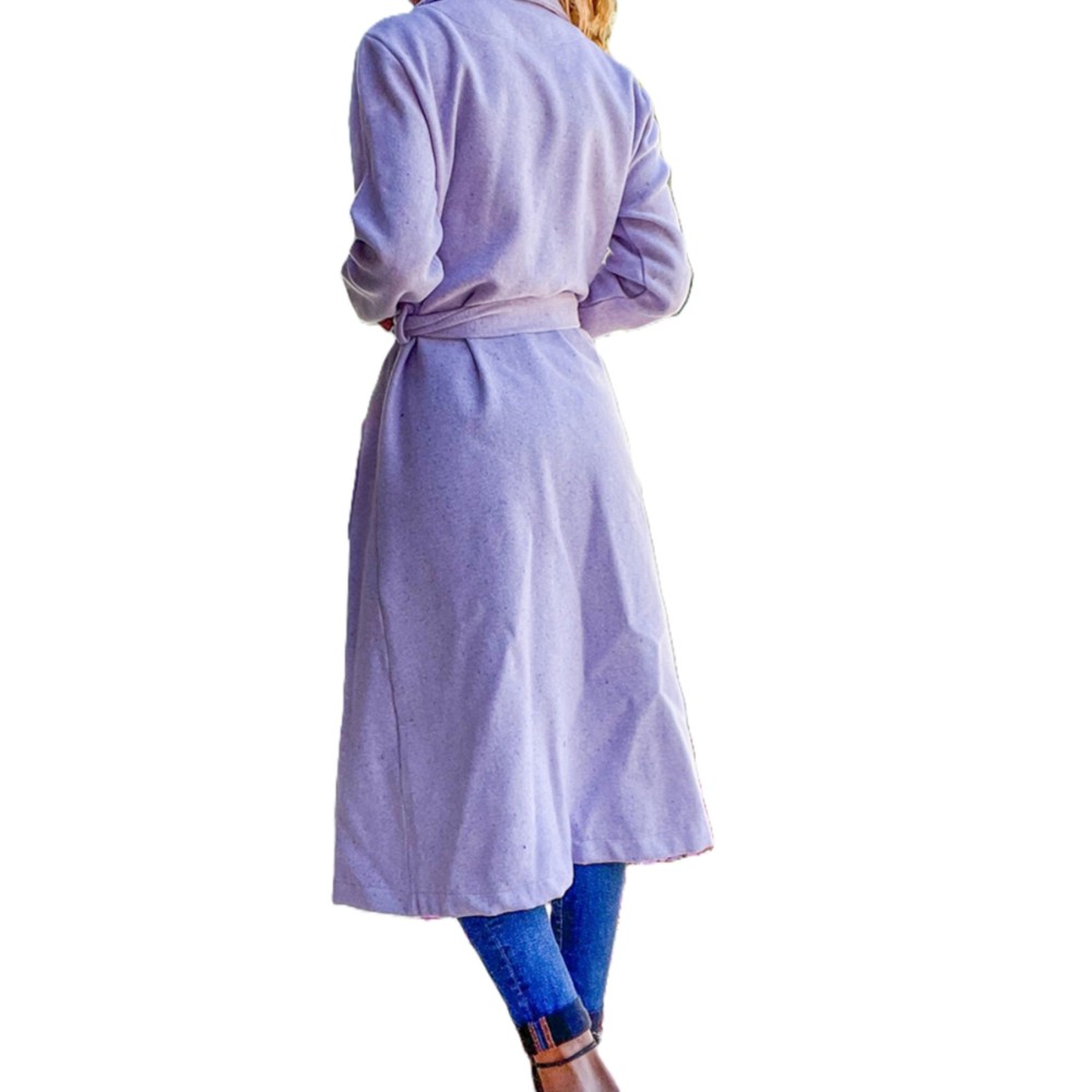 Pasaklı Giyim Pasaklı Giyim Kadın Kaşe Uzun Şal Yaka Palto Kaban – Lila - Premium Kadın Giyim