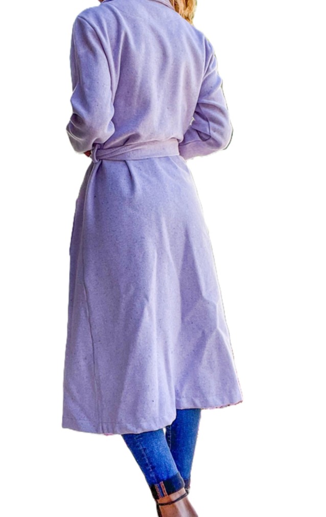 Pasaklı Giyim Kadın Kaşe Uzun Şal Yaka Palto Kaban – 3310451  Lila