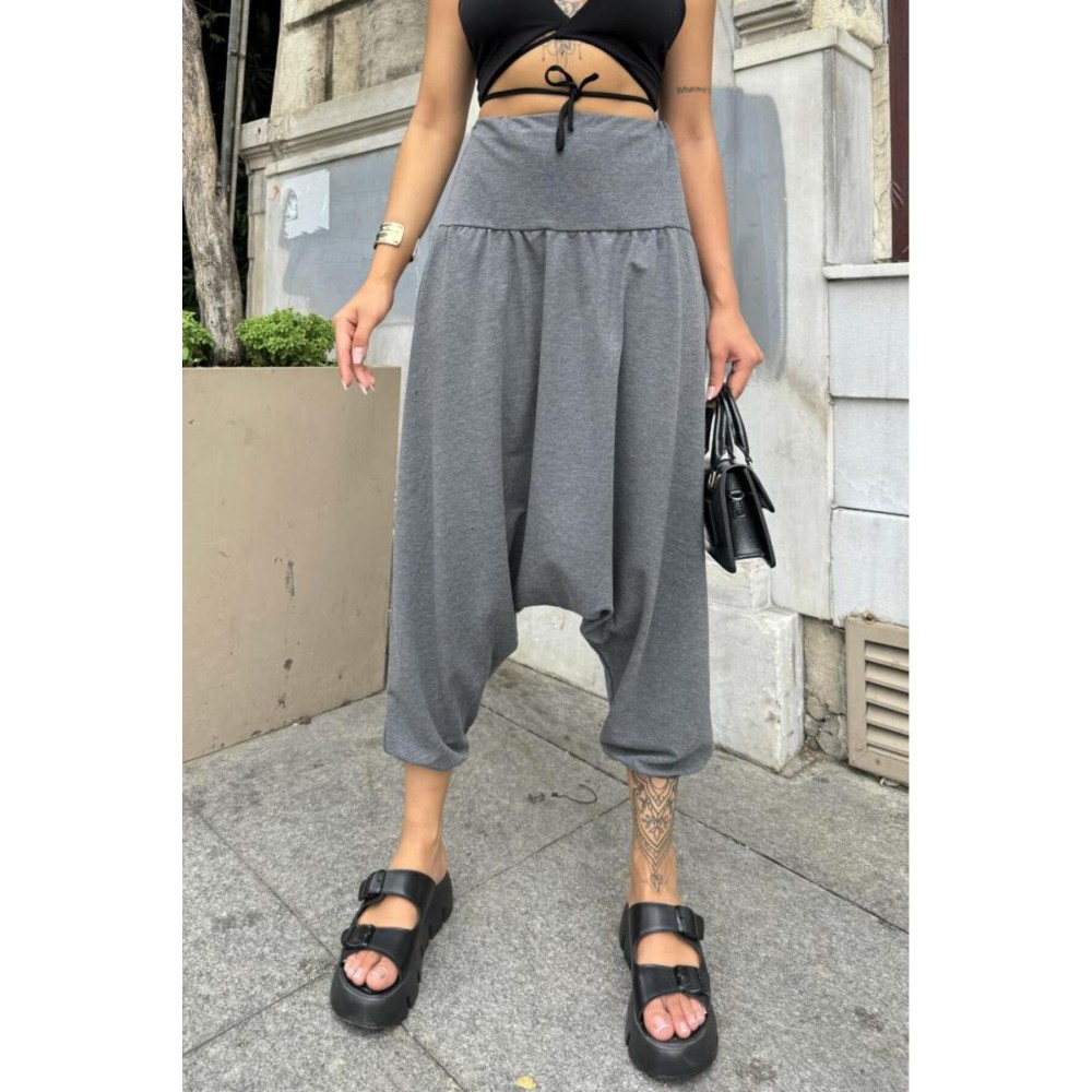 Pasaklı Giyim Pasaklı Giyim Kadın Viskon Otantik Şalvar, Salaş Pantolon Antrasit - Premium Kadın Giyim