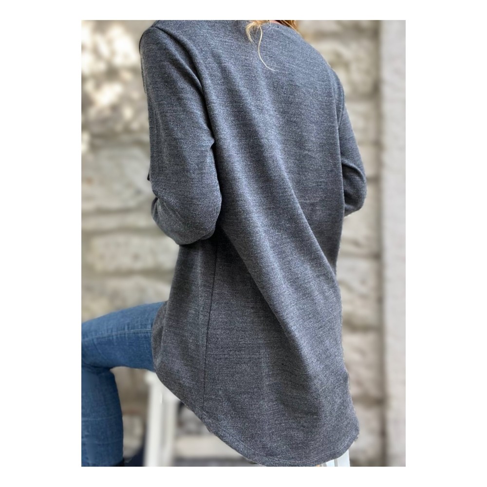 Pasaklı Giyim Pasaklı Giyim Kadın Salaş Hırka Antrasit - Premium Kadın Giyim