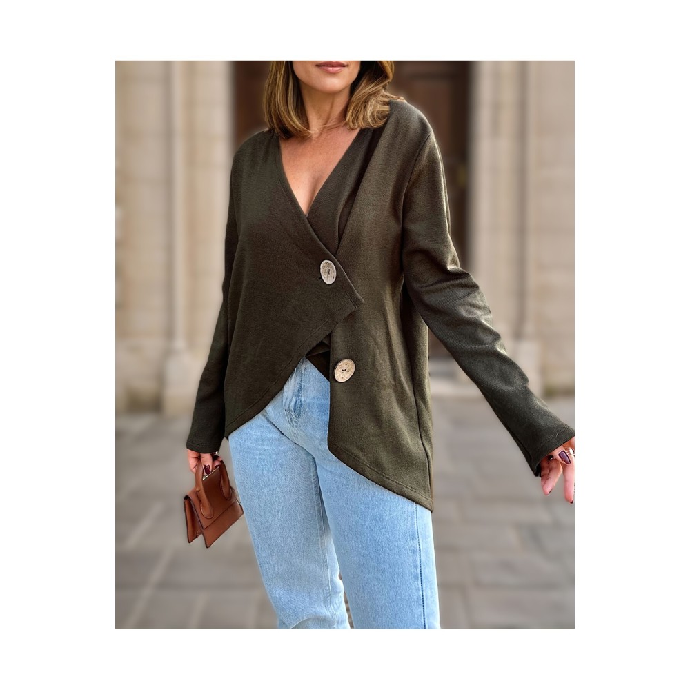 Pasaklı Giyim Pasaklı Giyim Kadın Salaş Hırka Haki - Premium Kadın Giyim