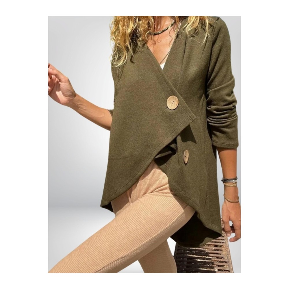 Pasaklı Giyim Pasaklı Giyim Kadın Salaş Hırka Haki - Premium Kadın Giyim