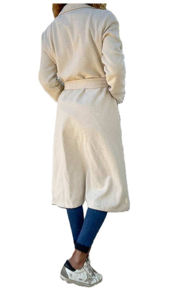 Pasaklı Giyim Kadın Kaşe Uzun Şal Yaka Palto Kaban – 3310451 Ekru