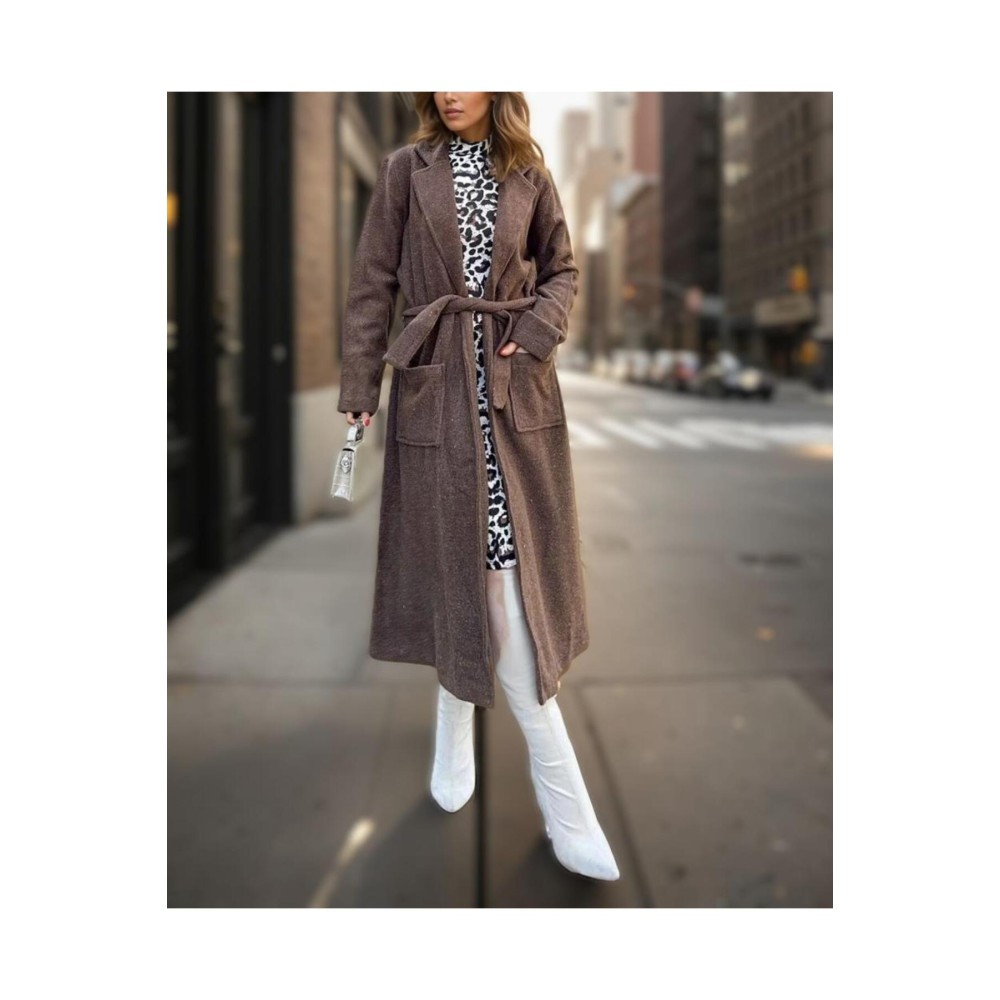 Pasaklı Giyim Pasaklı Giyim Kadın Kaşe Uzun Şal Yaka Palto Kaban – Kahverengi - Premium Kadın Giyim