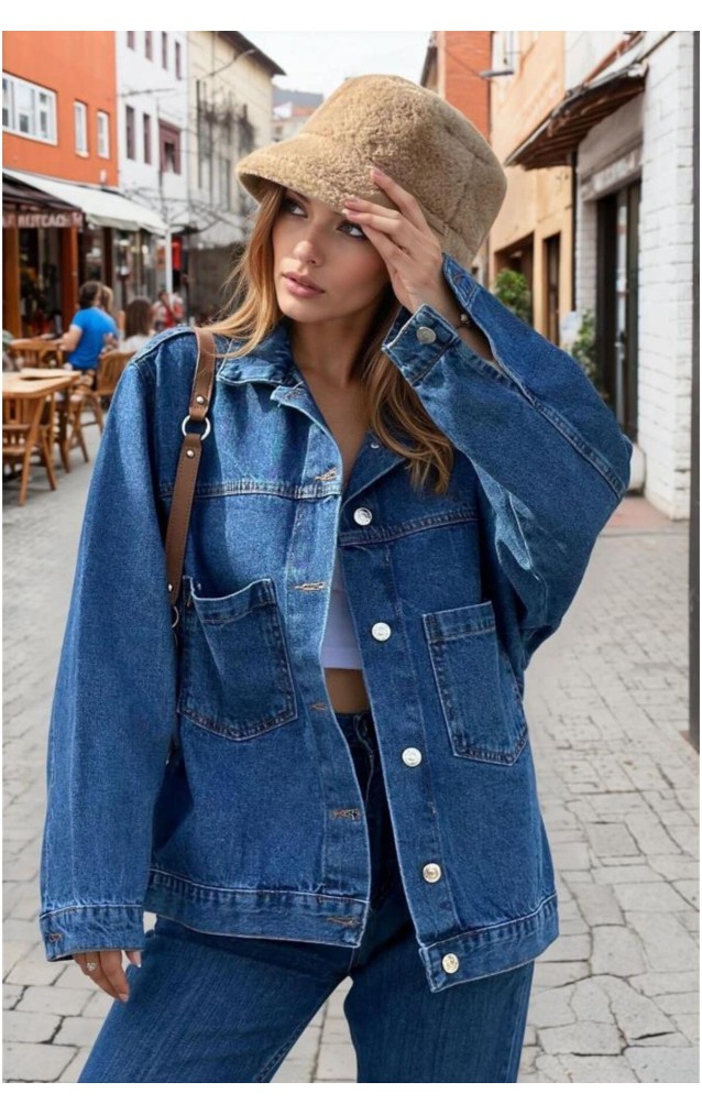 Pasaklı Giyim Kadın Kot Ceket KT002481 Mavi