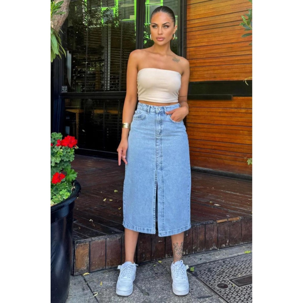 Pasaklı Giyim Pasaklı Giyim Kadın Ön ve Arka Cepli Jean Etek - Premium Kadın Giyim