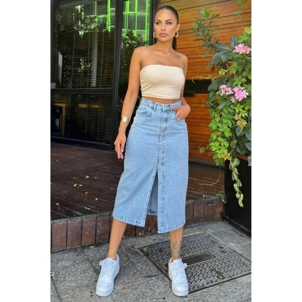 Pasaklı Giyim Pasaklı Giyim Kadın Ön ve Arka Cepli Jean Etek - Premium Kadın Giyim