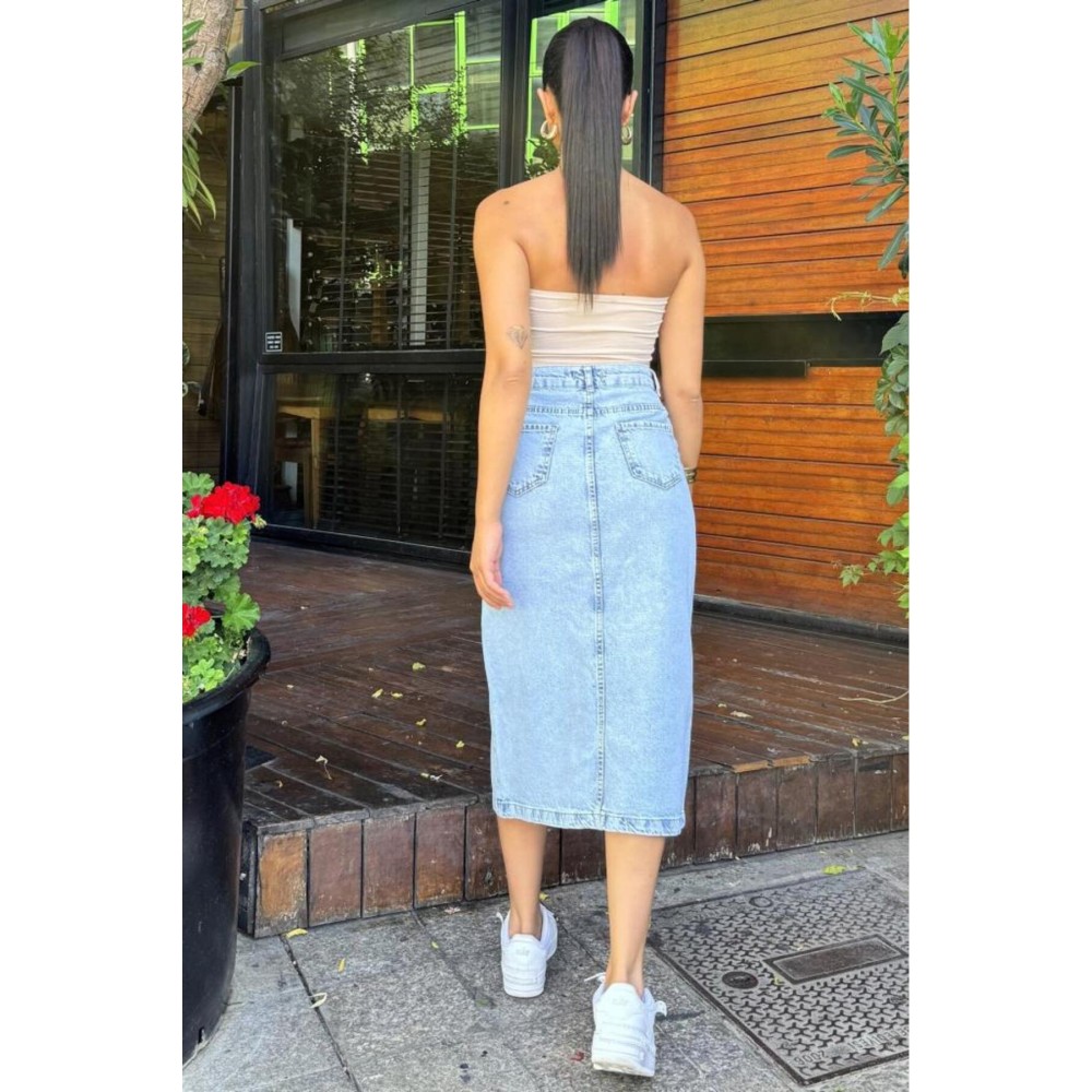 Pasaklı Giyim Pasaklı Giyim Kadın Ön ve Arka Cepli Jean Etek - Premium Kadın Giyim