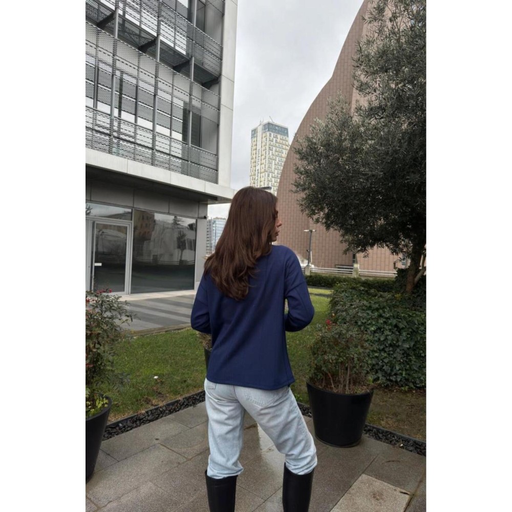 Pasaklı Giyim Pasaklı Giyim Kadın İki Katlı Kazak Lacivert-Beyaz - Premium Kadın Giyim