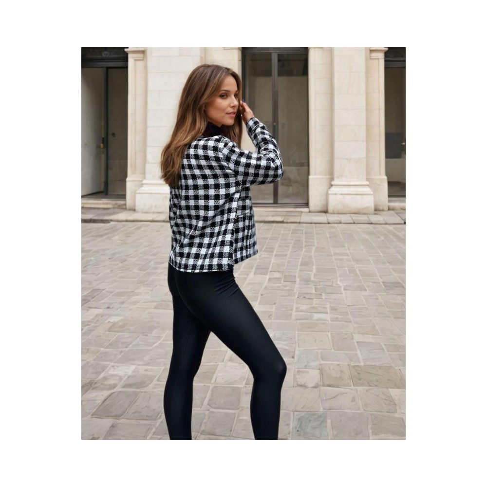 Pasaklı Giyim Pasaklı Giyim Kadın Kaşe, Şanel Ekose Tüvit Ceket Siyah - Premium Kadın Giyim