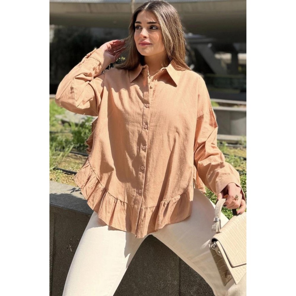 Pasaklı Giyim Pasaklı Giyim Kadın %100 Pamuk Gömlek Camel - Premium Kadın Giyim