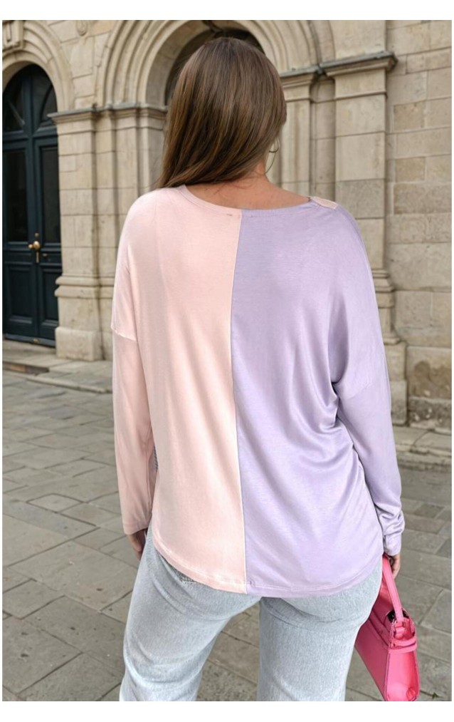 Pasaklı Giyim Kadın Color Block V Yaka Bluz 3587200 Lila