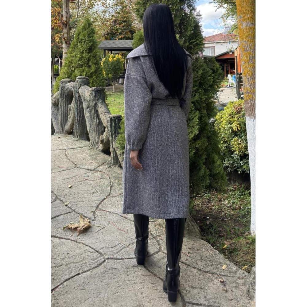 Pasaklı Giyim Pasaklı Giyim Balon Kol örgü Kaban Antrasit - Premium Kadın Giyim