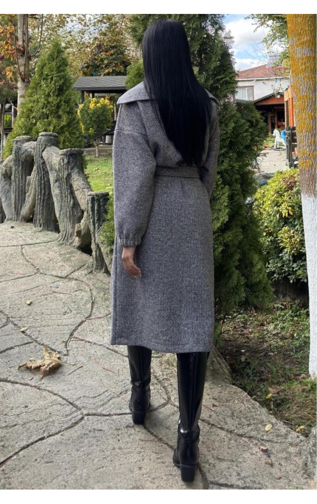 Pasaklı Giyim Balon Kol Örgü Kaban 3661726 Antrasit