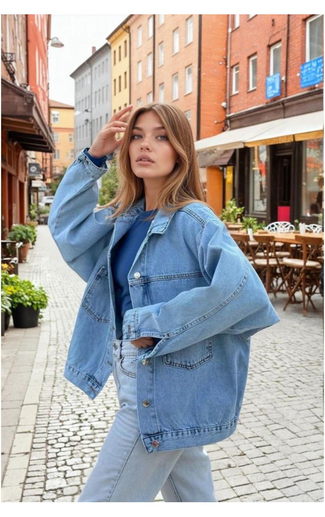 Pasaklı Giyim Kadın Kot Ceket KT002481 Buz