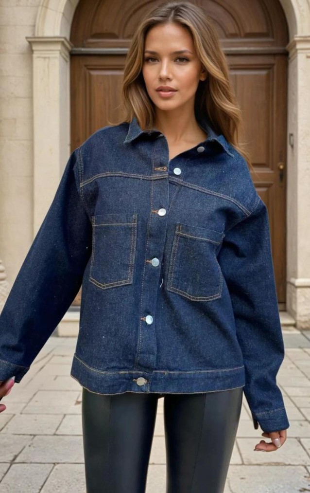 Pasaklı Giyim Kadın Kot Ceket KT002481 Lacivert