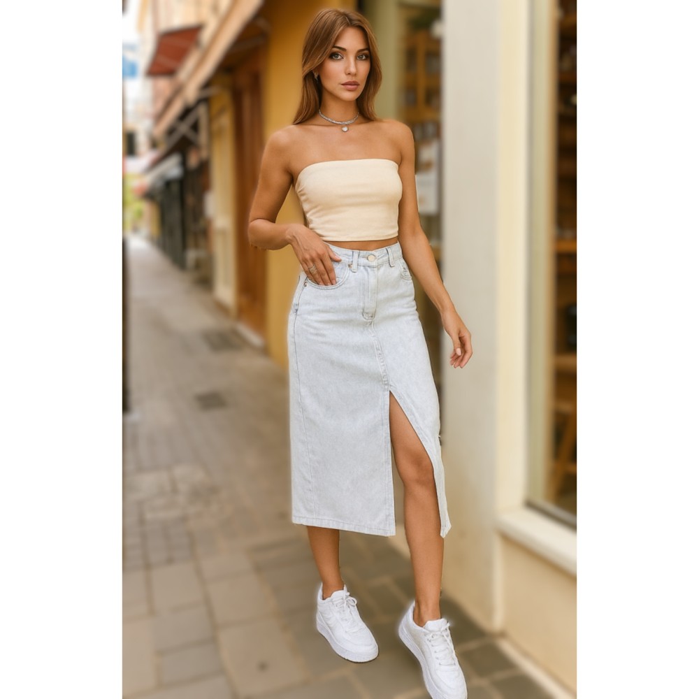 Pasaklı Giyim Pasaklı Giyim Kadın Ön ve Arka Cepli Jean Etek - Premium Kadın Giyim