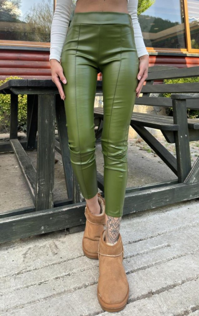 Pasaklı Giyim Kadın Beli Lastikli Esnek Tayt 3665286 Yağ Yeşili