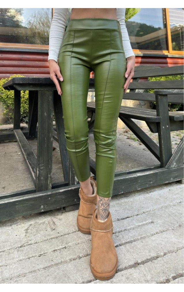 Pasaklı Giyim Kadın Beli Lastikli Esnek Tayt 3665286 Yağ Yeşili