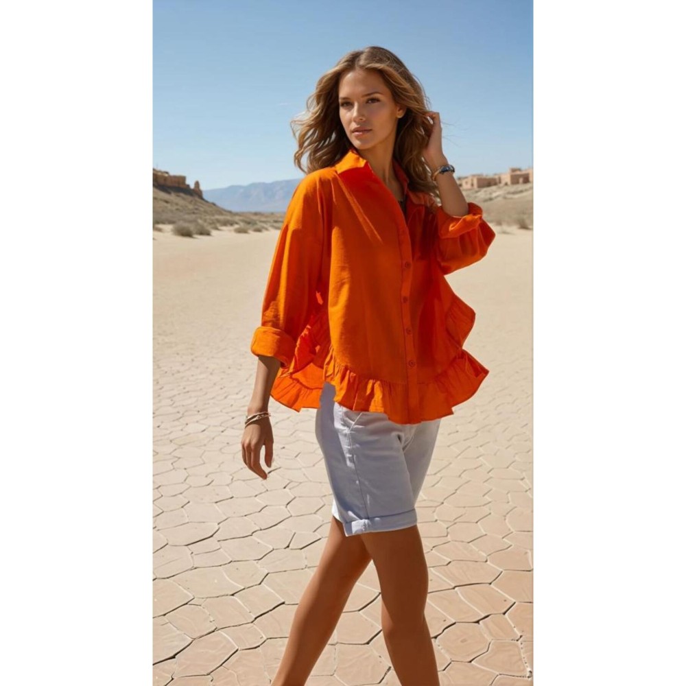 Pasaklı Giyim Pasaklı Giyim Kadın %100 Pamuk Gömlek Turuncu - Premium Kadın Giyim