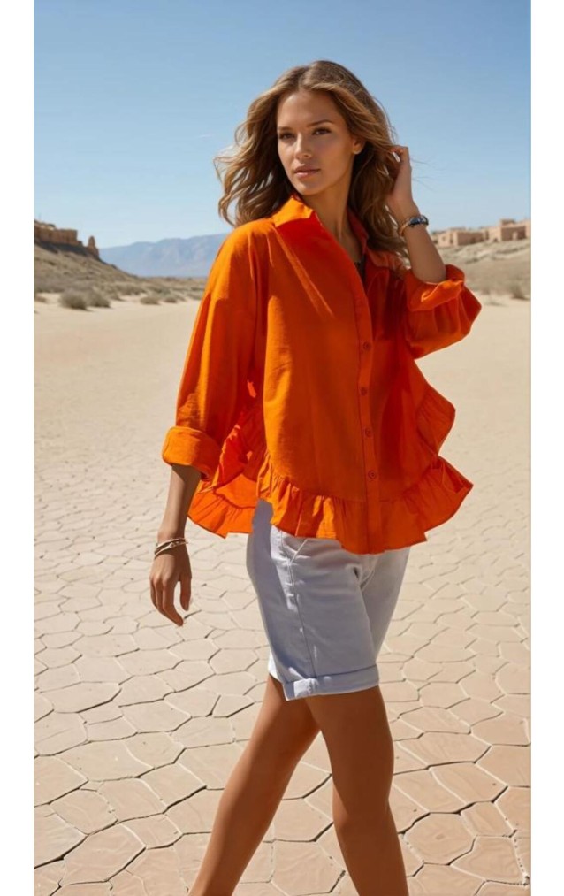 Pasaklı Giyim Kadın %100 Pamuk Gömlek 3570330 Turuncu