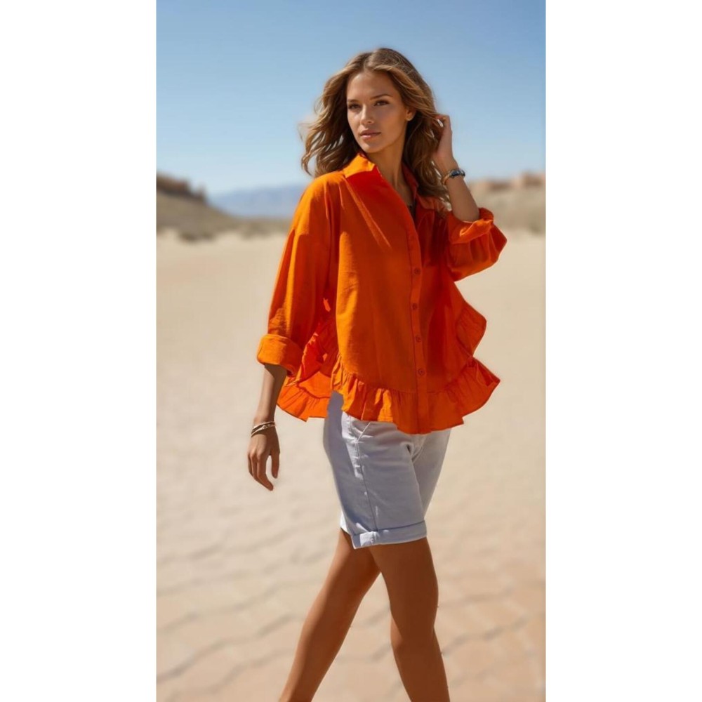 Pasaklı Giyim Pasaklı Giyim Kadın %100 Pamuk Gömlek Turuncu - Premium Kadın Giyim