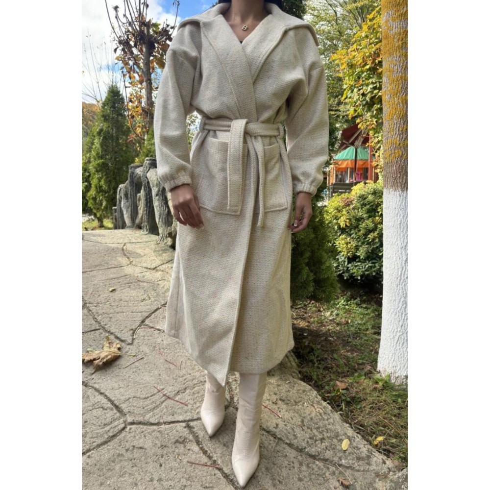 Pasaklı Giyim Pasaklı Giyim Balon Kol örgü Kaban Ekru - Premium Kadın Giyim