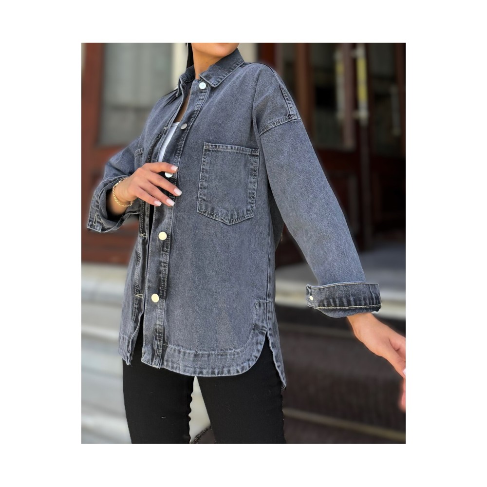 Pasaklı Giyim Pasaklı Giyim Kadın Kot Ceket Gömlek Kt Siyah - Premium Kadın Giyim