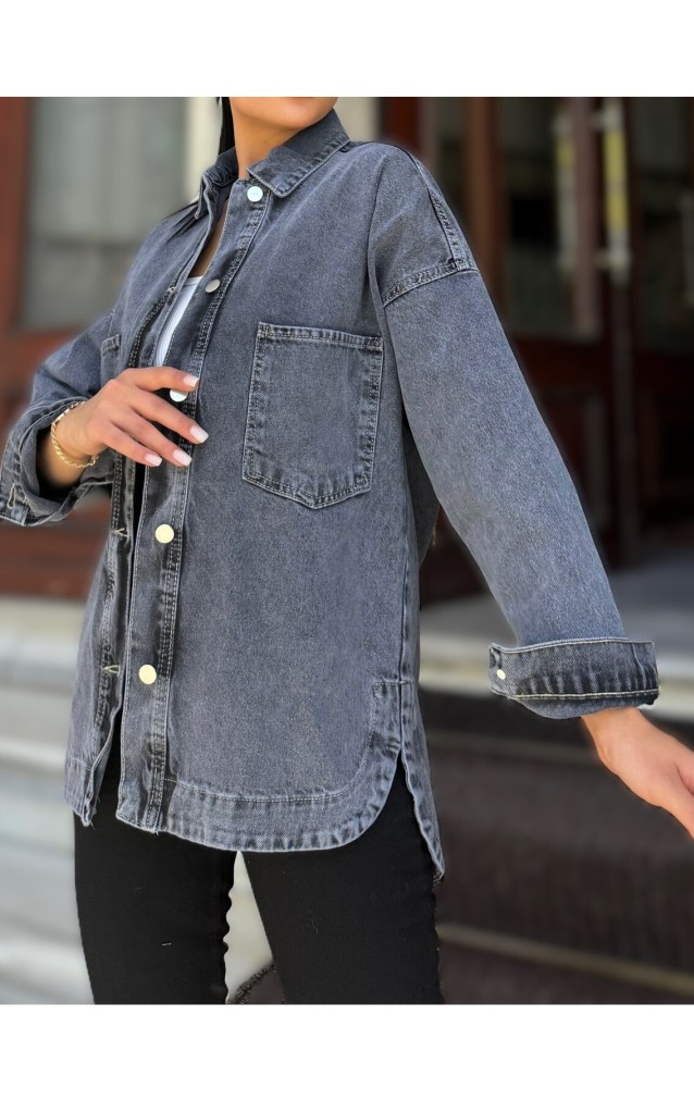 Pasaklı Giyim Kadın Kot Ceket Gömlek Kt089451 Siyah