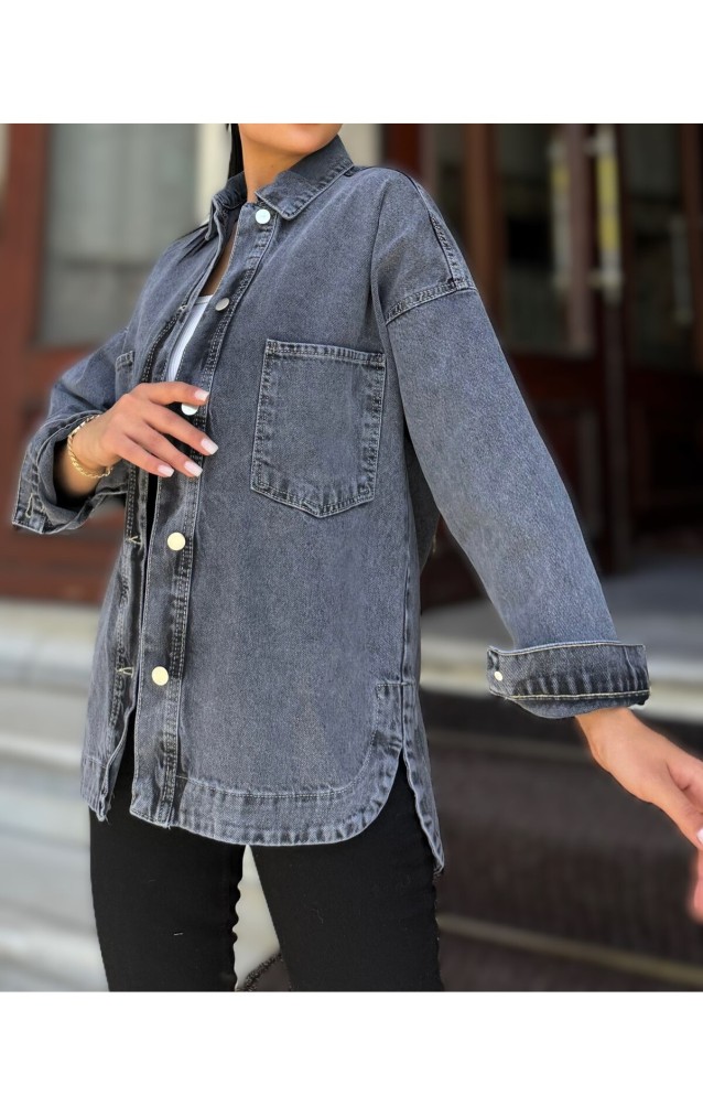 Pasaklı Giyim Kadın Kot Ceket Gömlek Kt089451 Siyah