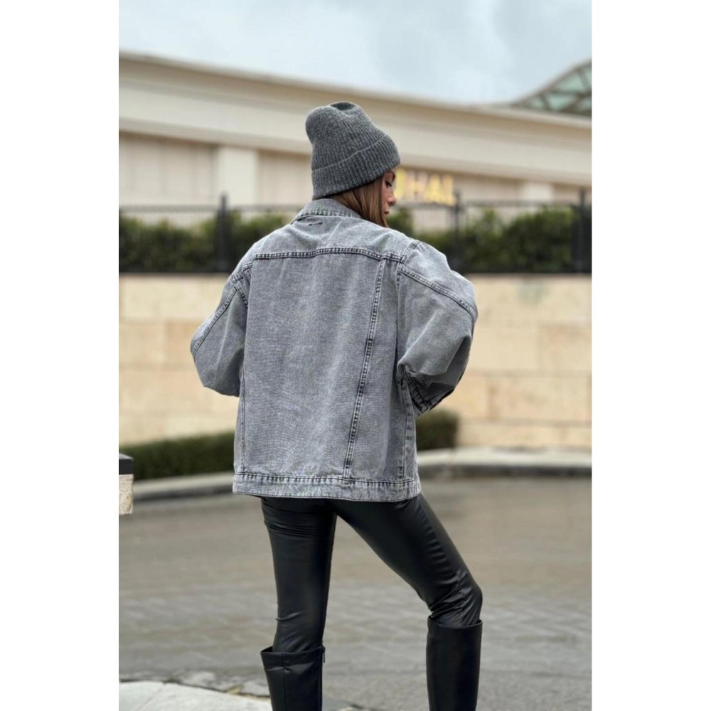 Pasaklı Giyim Pasaklı Giyim Kadın Kot Ceket Gri - Premium Kadın Giyim