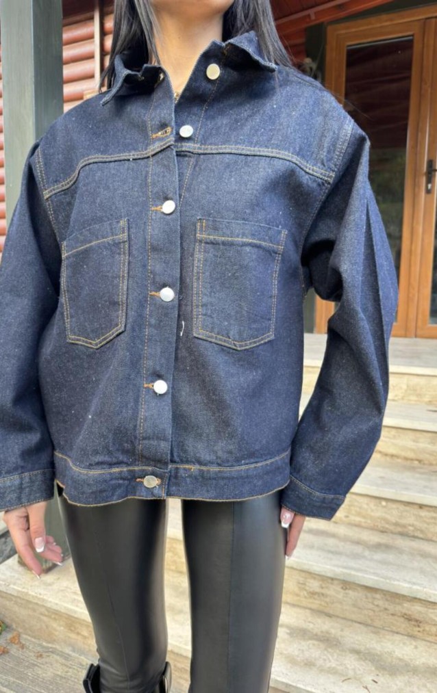 Pasaklı Giyim Kadın Kot Ceket KT002481 Lacivert