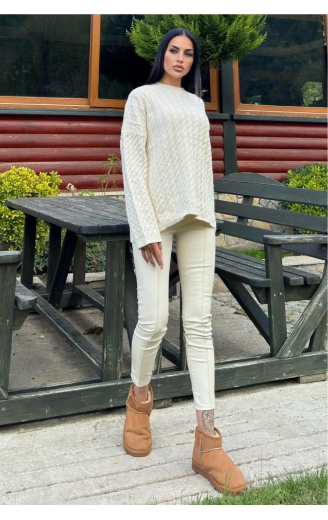 Pasaklı Giyim Kadın Beli Lastikli Esnek Tayt 3665286 Ekru