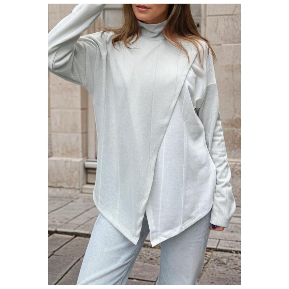 Pasaklı Giyim Pasaklı Giyim Kadın İki Katlı Kazak Füme - Premium Kadın Giyim