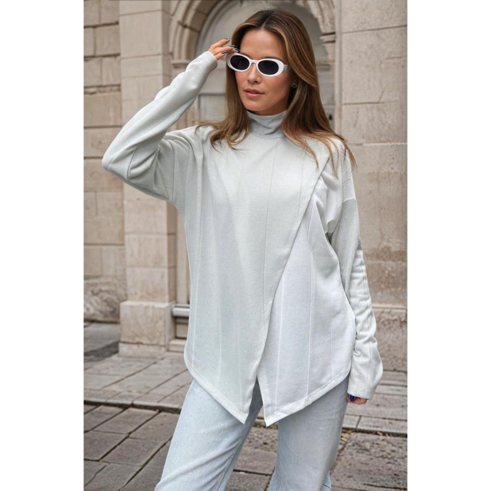 Pasaklı Giyim Pasaklı Giyim Kadın İki Katlı Kazak Füme - Premium Kadın Giyim