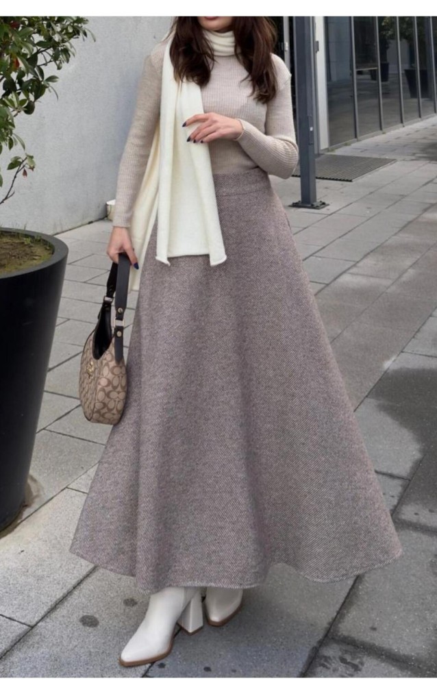 Pasaklı Giyim Kadın Kışlık Kırçıllı Kaşe Yüksek Bel Şık Uzun Kiloş Etek Kahverengi 3528330