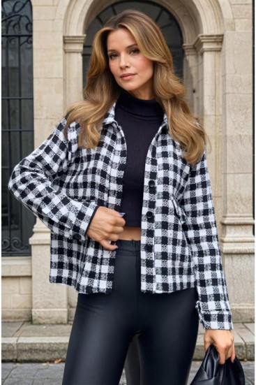 Pasaklı Giyim Kadın Kaşe, Şanel Ekose Tüvit Ceket 3540210 Siyah