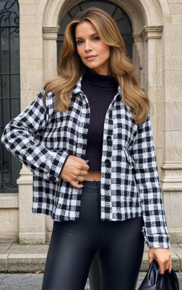 Pasaklı Giyim Kadın Kaşe, Şanel Ekose Tüvit Ceket 3540210 Siyah