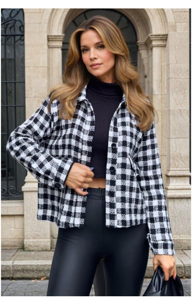 Pasaklı Giyim Kadın Kaşe, Şanel Ekose Tüvit Ceket 3540210 Siyah