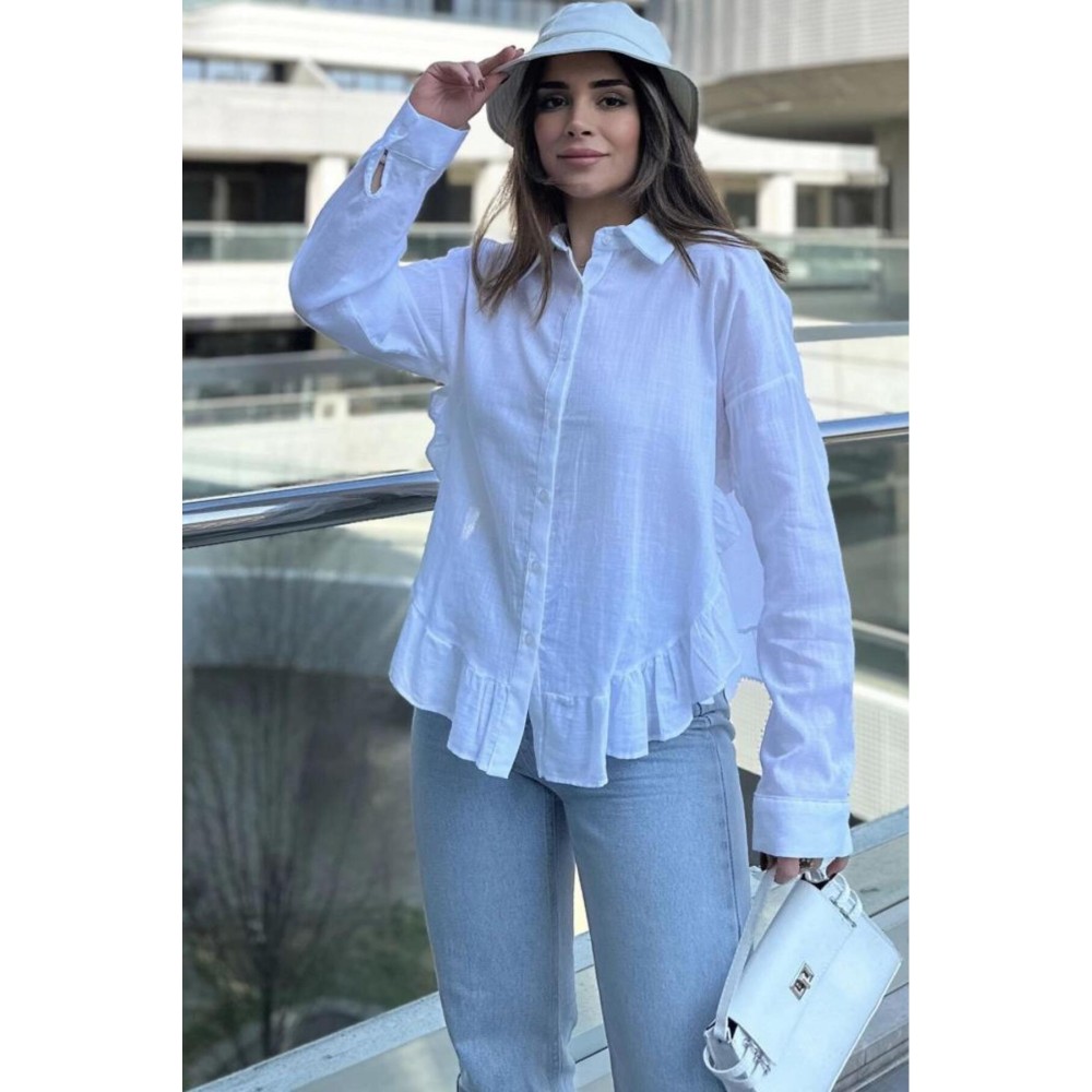 Pasaklı Giyim Pasaklı Giyim Kadın %100 Pamuk Gömlek Beyaz - Premium Kadın Giyim