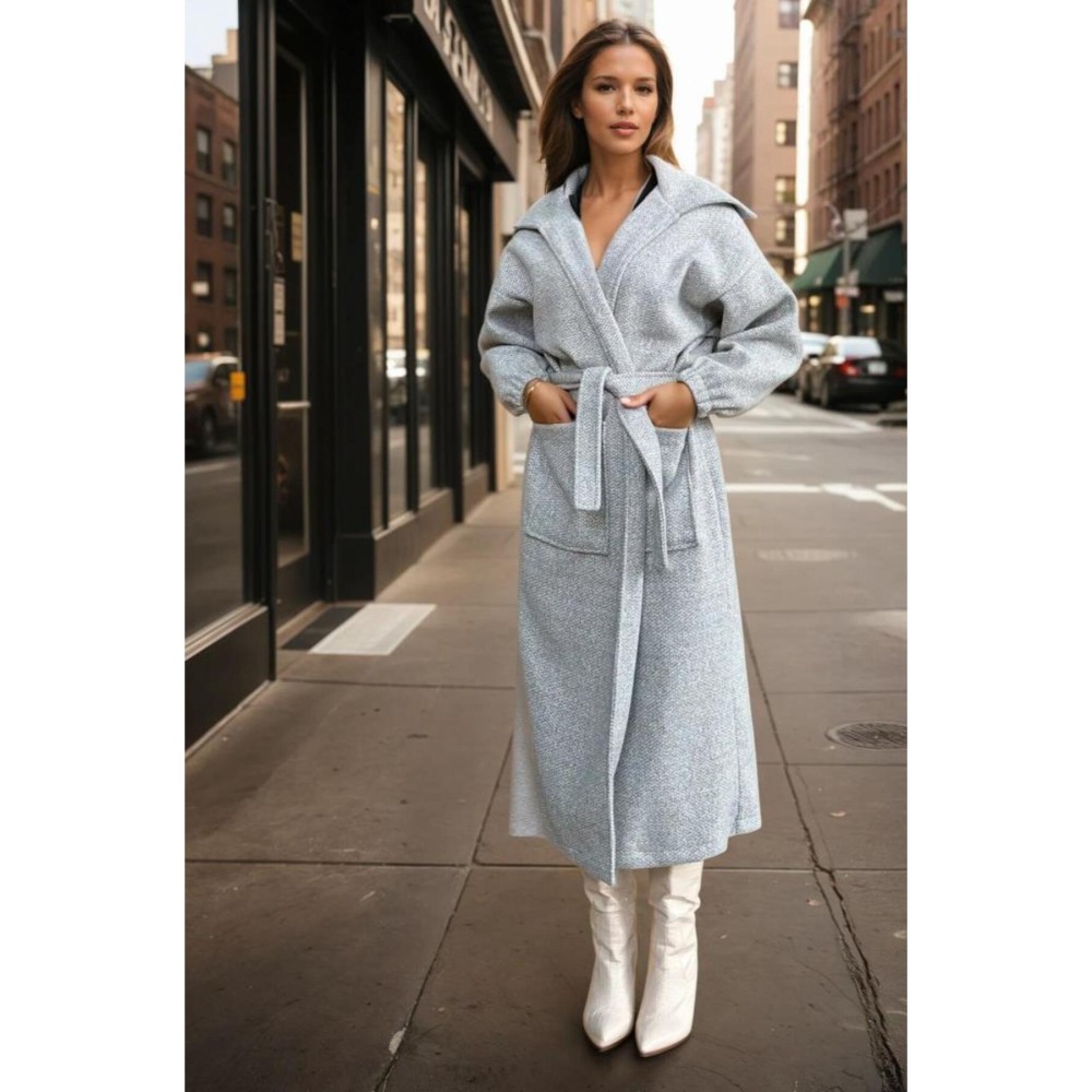 Pasaklı Giyim Pasaklı Giyim Balon Kol örgü Kaban Gri - Premium Kadın Giyim