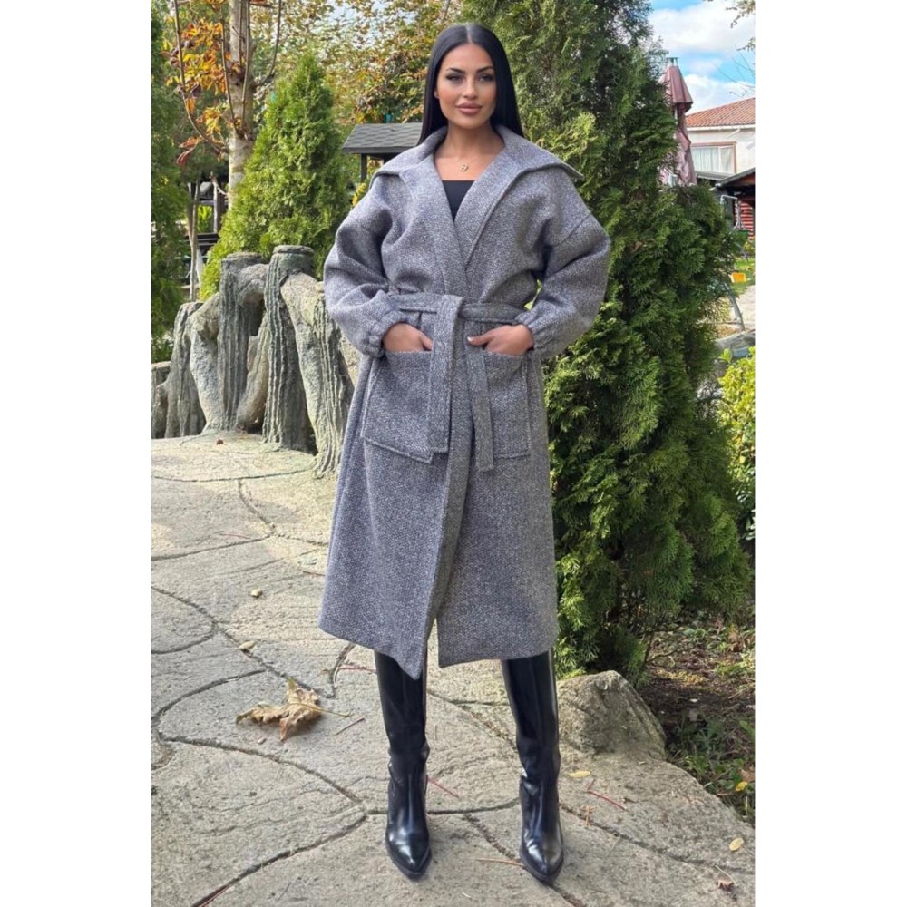 Pasaklı Giyim Pasaklı Giyim Balon Kol örgü Kaban Antrasit - Premium Kadın Giyim