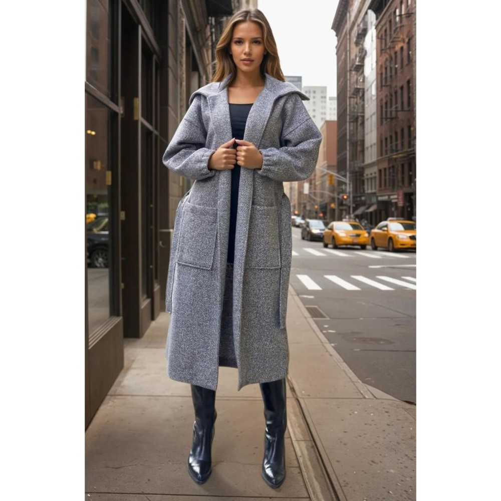 Pasaklı Giyim Pasaklı Giyim Balon Kol örgü Kaban Antrasit - Premium Kadın Giyim